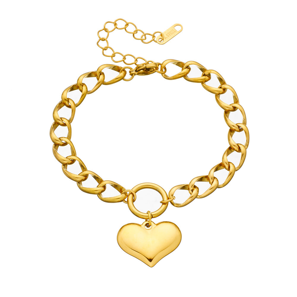 Gold-Tone Titanium Steel Chain Bracelet (photo 5)