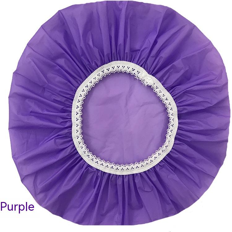 Water-Repellent Shower Cap with Elastic Band - Purple (photo 4)