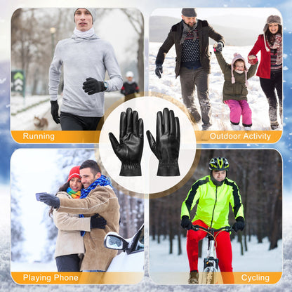 Unisex PU Leather Winter Gloves (photo 4)