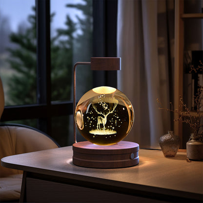 3D Engraved Crystal Ball Night Light with Wooden Base, USB (photo 37)