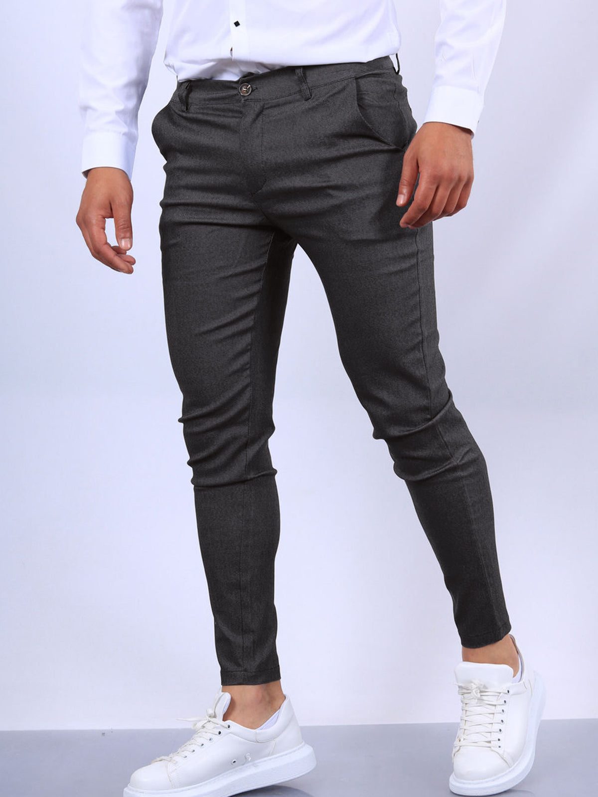 Men's Slim Button Pencil Trousers (photo 14)