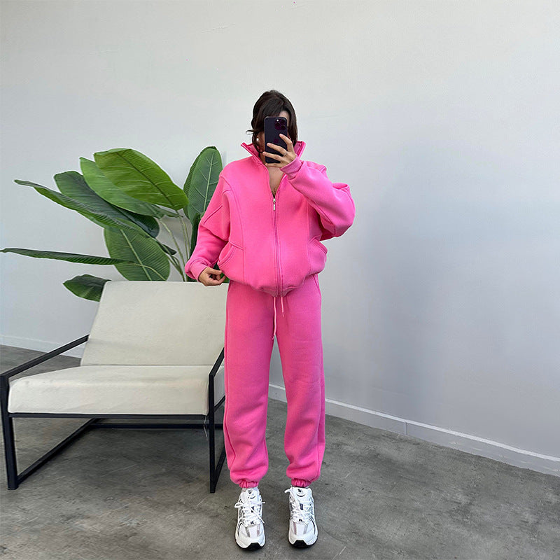 Women's Zip-Up Stand-Collar Jacket and Jogger Set (photo 2)