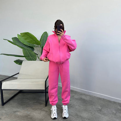 Women's Zip-Up Stand-Collar Jacket and Jogger Set (photo 2)