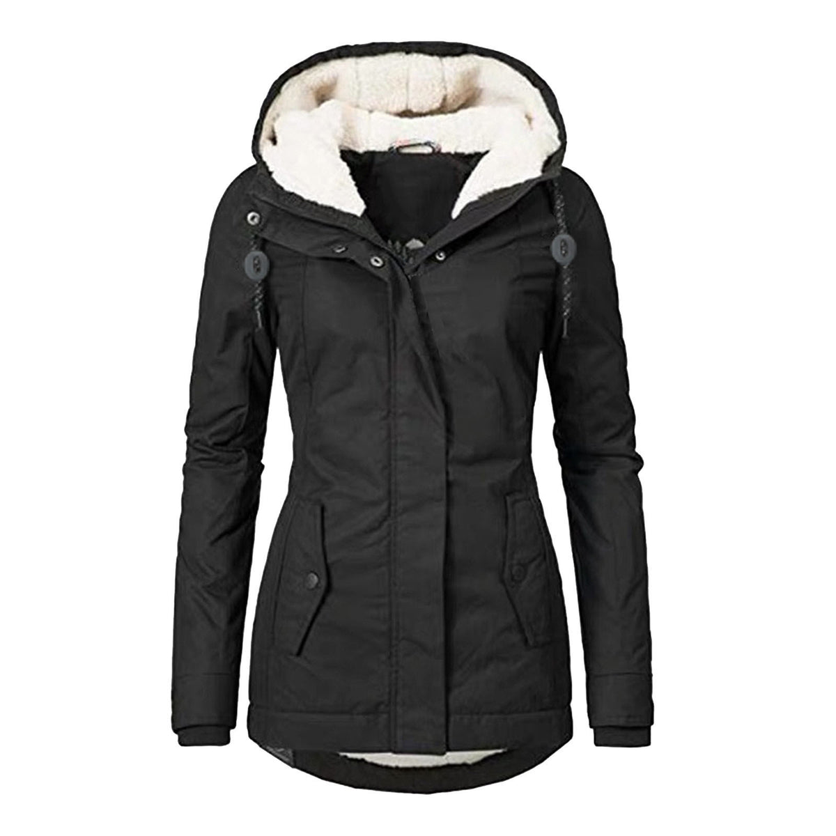 Women's Hooded Fleece Zip Jacket with Buckle (photo 8)