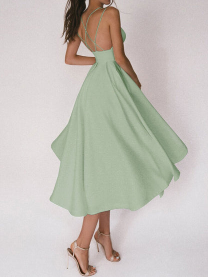 Women's V-Neck Strappy A-Line Maxi Dress (photo 3)