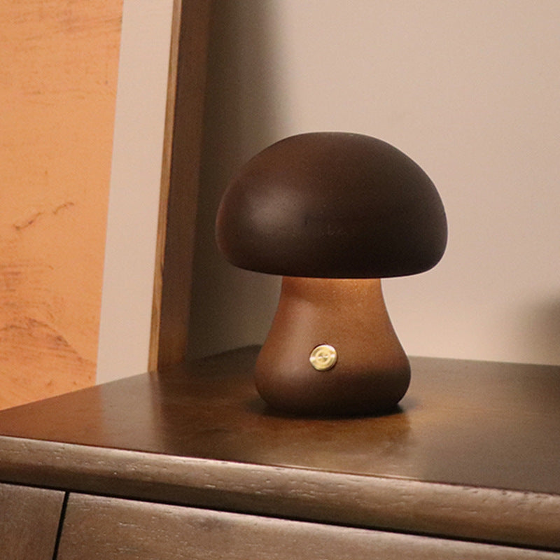 Wooden Mushroom LED Night Light with Touch Switch (photo 10)