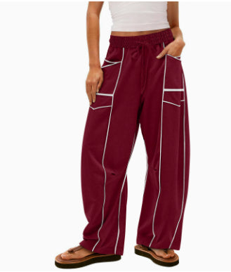 Women's Striped Wide-Leg Drawstring Sweatpants (photo 17)
