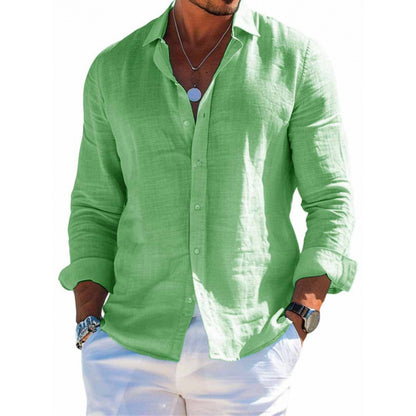 Men's Loose Lapel Long-Sleeve Button Shirt (photo 7)