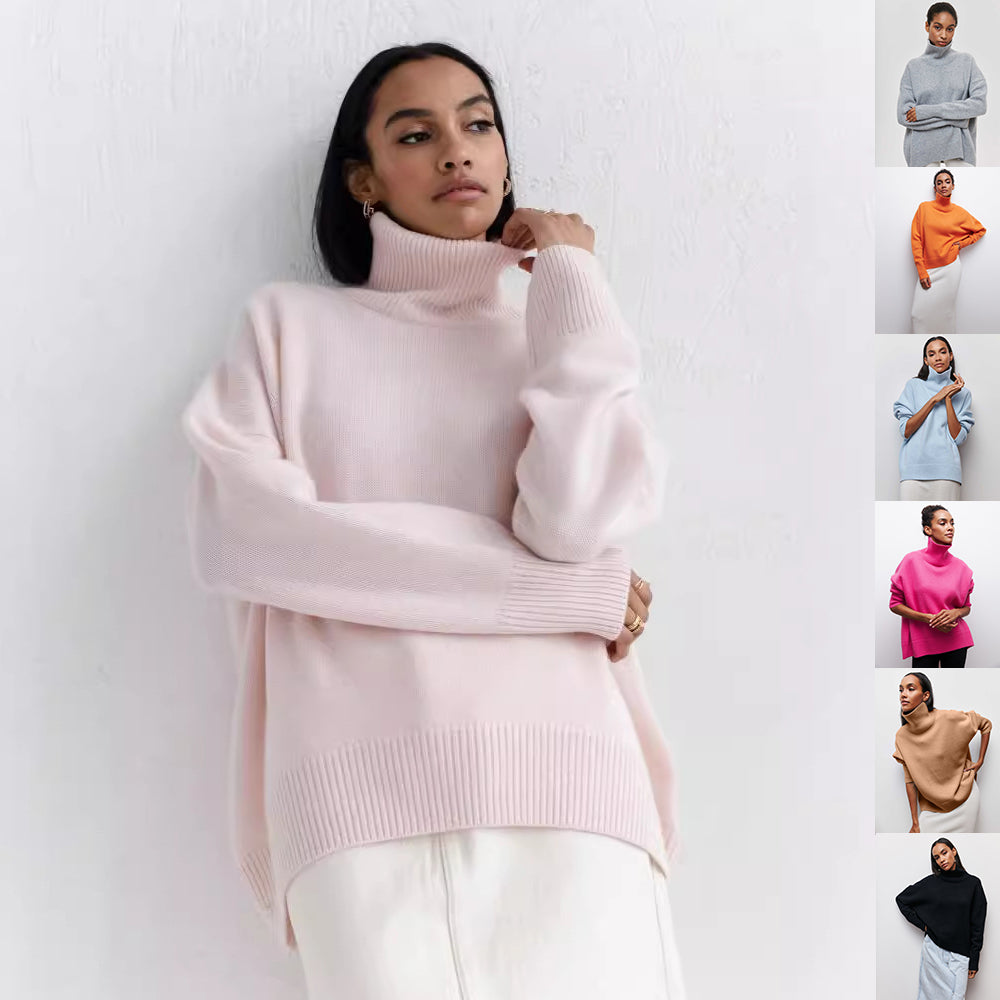 Women's Solid Turtleneck Pullover Sweater