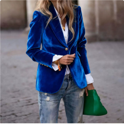 Women's Slim-Fit Velvet Blazer (photo 11)