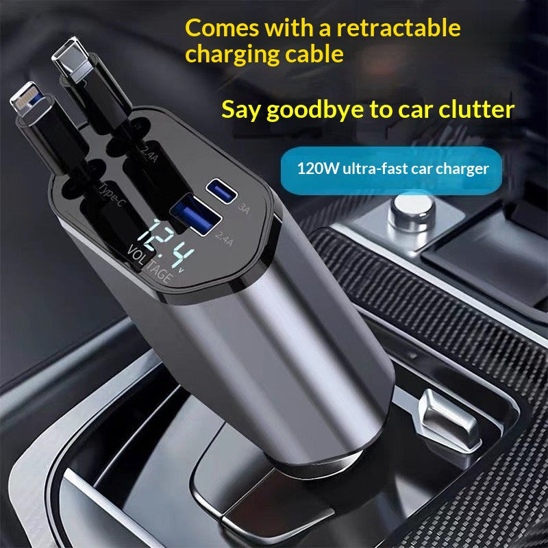 4-in-1 Retractable Car Charger with Built-In Cables (photo 7)