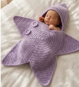 Crochet Star-Shaped Hooded Baby Romper, Finished or DIY Kit (photo 11)