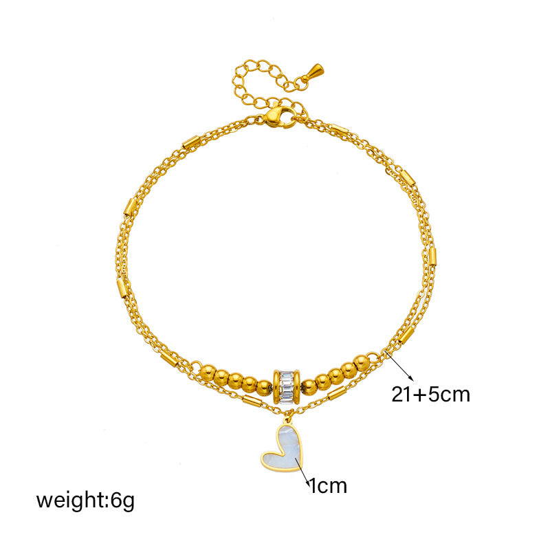 Double-Layer Heart Charm Anklet (photo 5)