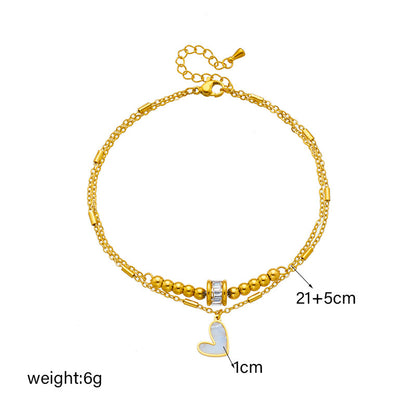 Double-Layer Heart Charm Anklet (photo 5)