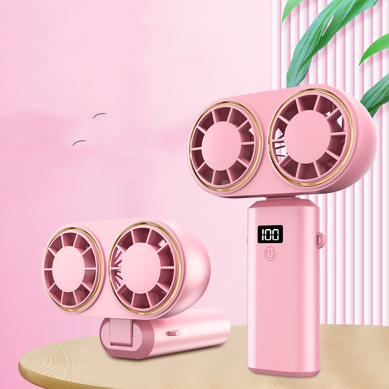 Foldable USB Rechargeable Neck and Handheld Fan with Display (photo 6)