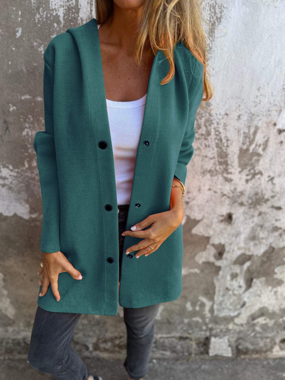 Women's Hooded Single-Breasted Loose Jacket (photo 10)