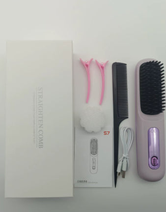 2-in-1 Cordless Hair Straightener Brush, USB Rechargeable (photo 45)