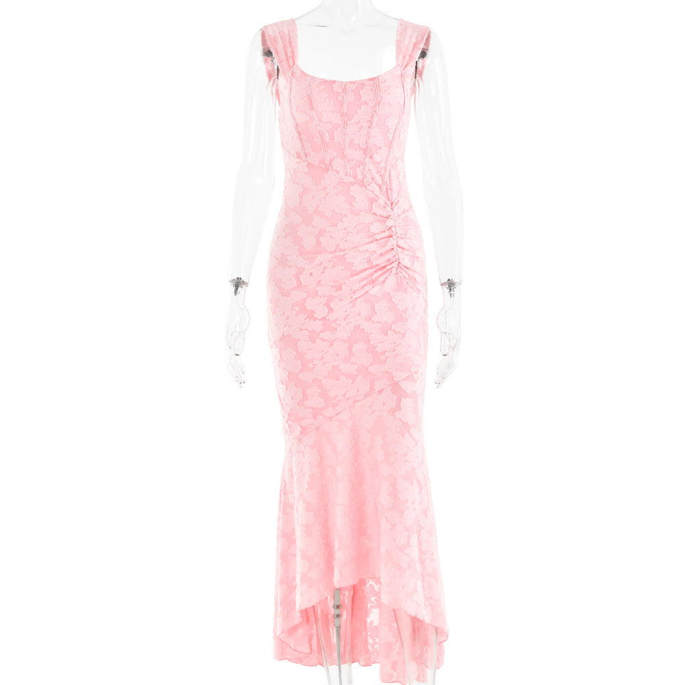 Women's Strapless Ruched Bodycon Maxi Dress (photo 4)