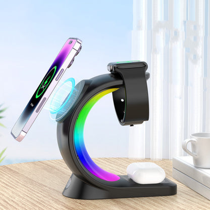 4-in-1 Magnetic Wireless Charging Station with RGB Light (photo 3)