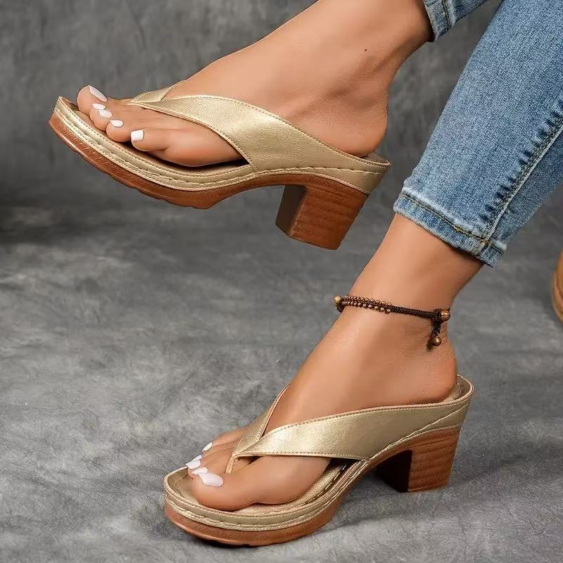 Women's Square-Heel Toe Post Slide Sandals (photo 3)