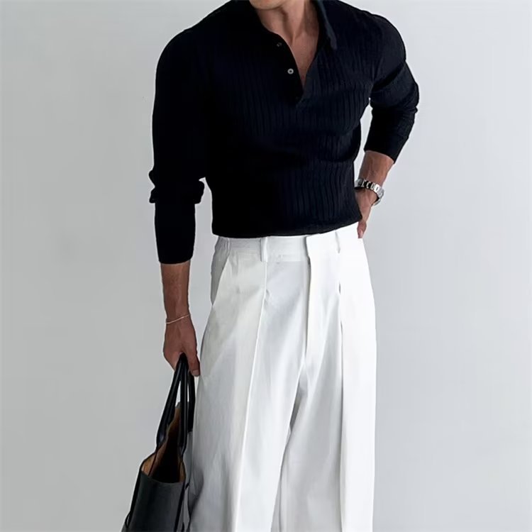 Men's Slim Knit Long-Sleeve Polo (photo 3)