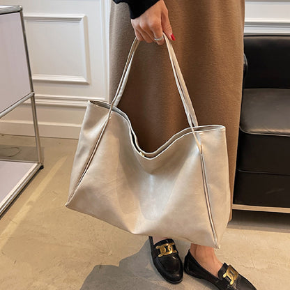 Women's Vintage PU Leather Tote Shoulder Bag (photo 4)