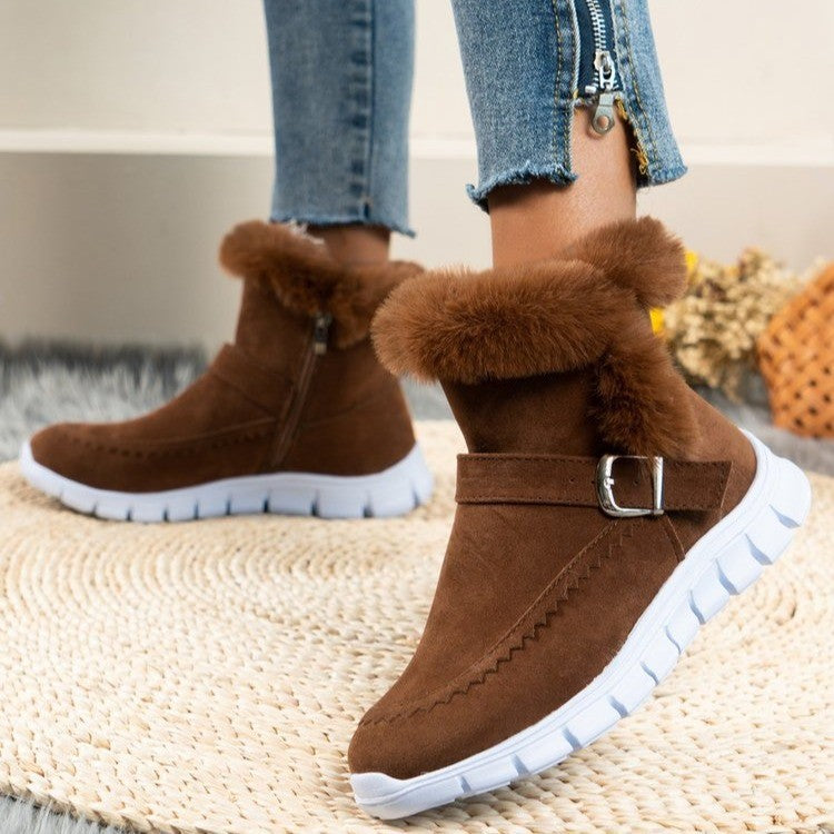 Women's Plush-Lined Buckle Snow Ankle Boots (photo 3)