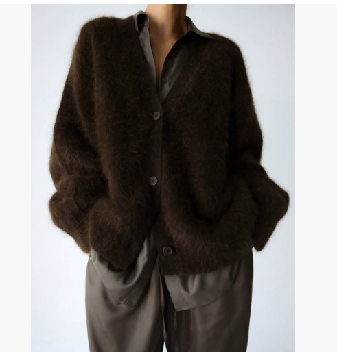 Women's Loose V-Neck Button Knit Cardigan (photo 14)