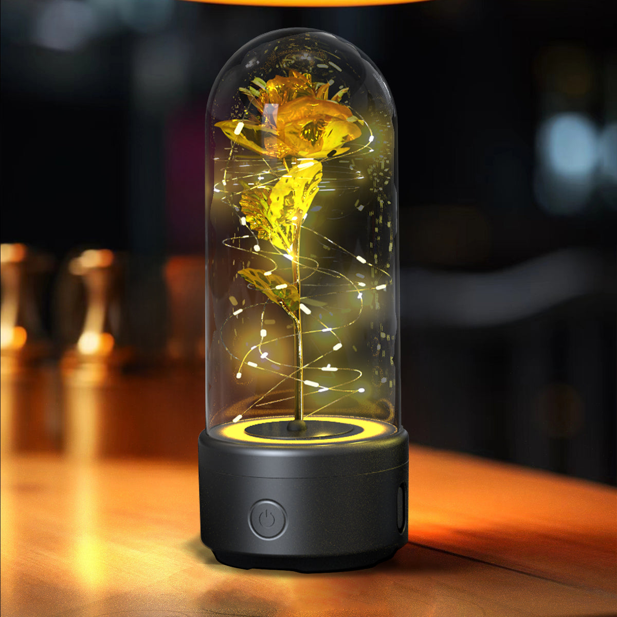 Preserved Rose LED Light and Bluetooth Speaker in Glass Dome (photo 23)
