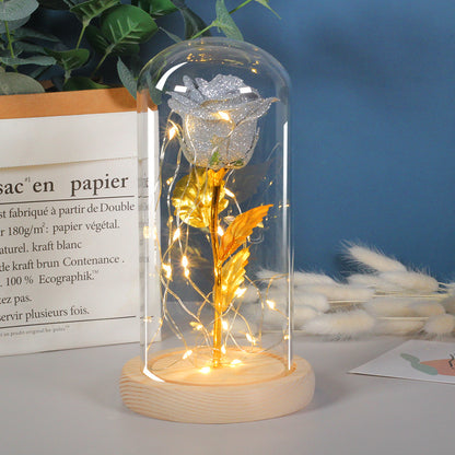 Preserved Rose with LED Lights in Glass Dome (photo 14)