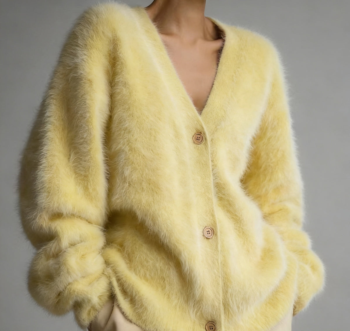 Women's Loose V-Neck Button Knit Cardigan (photo 16)