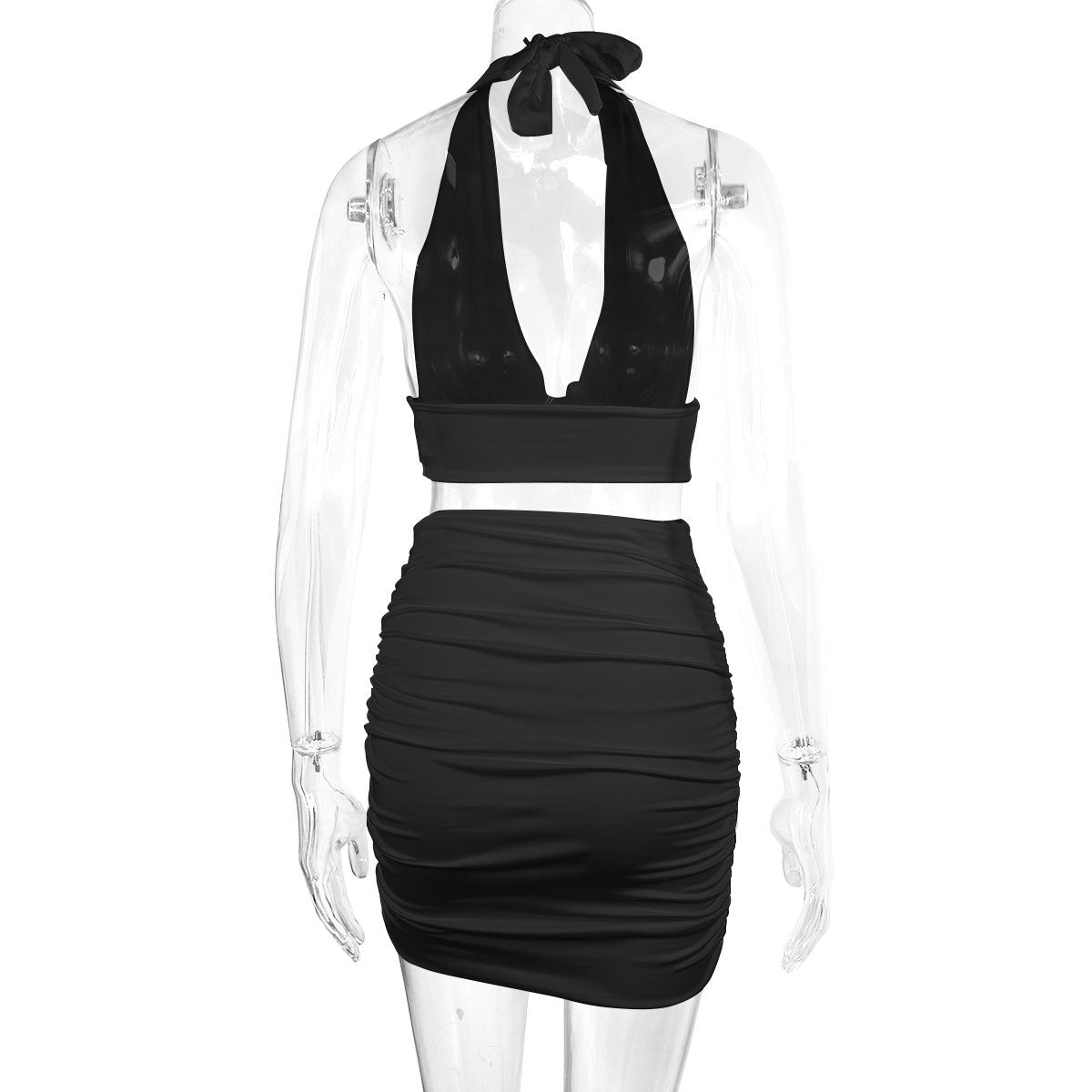 Women's Halter Lace-Up Top and Pleated Mini Skirt Set (photo 8)