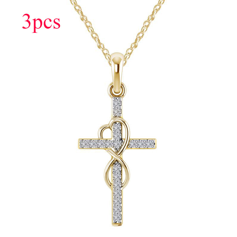 Rhinestone Cross Pendant Necklace (photo 20)