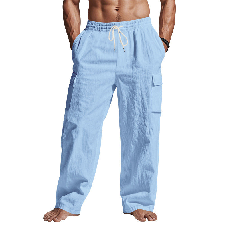 Men's Multi-Pocket Linen Cargo Pants (photo 8)