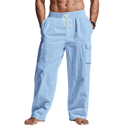 Men's Multi-Pocket Linen Cargo Pants (photo 8)