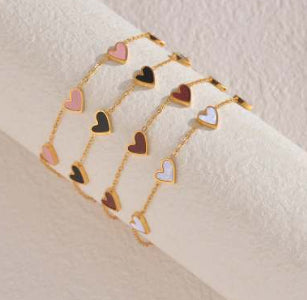 Stainless Steel Enamel Heart Bracelet (photo 14)