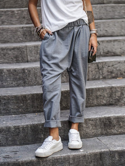 Women's High-Waist Harem Pants with Pockets (photo 7)
