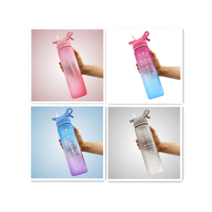 1 L Water Bottle with Spray Mist and Straw – Set
