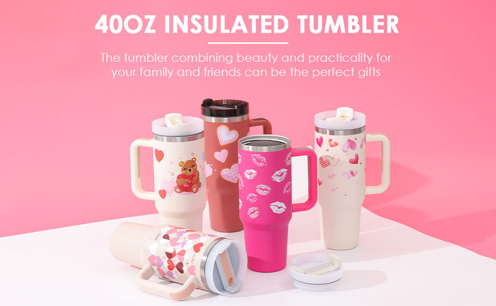 40 oz Insulated Stainless Steel Tumbler with Handle, Lid and Straw (photo 2)