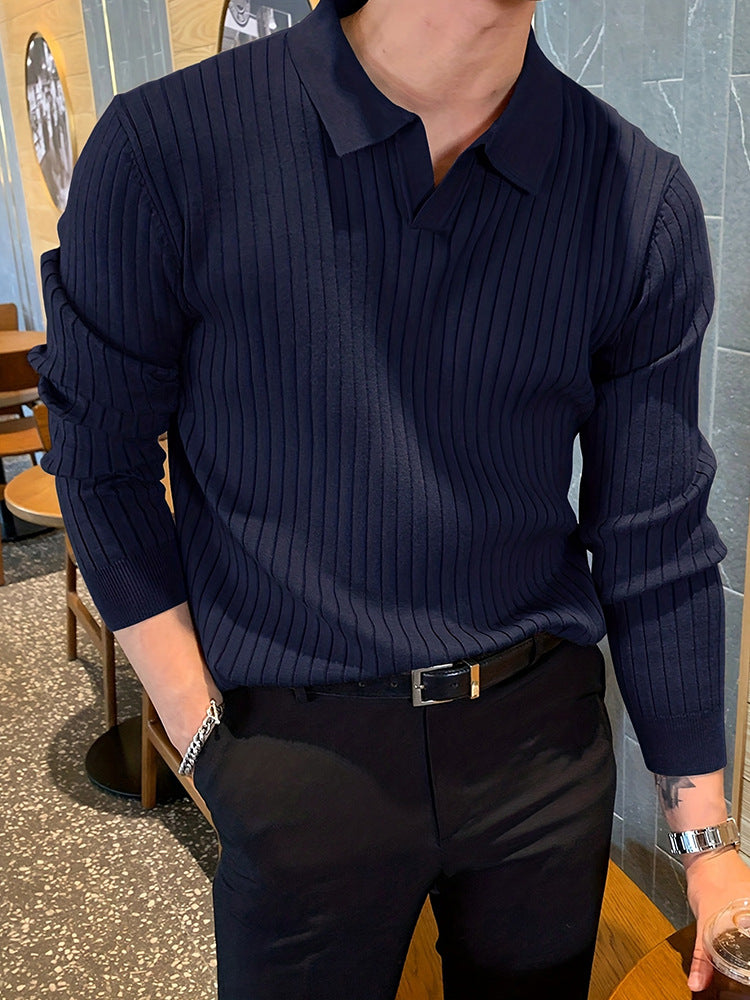 Men's Waffle Knit Long-Sleeve Polo Shirt (photo 5)