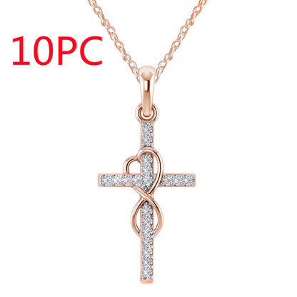 Rhinestone Cross Pendant Necklace (photo 9)
