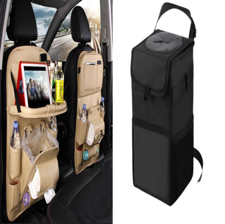PU Leather Car Seat Back Organizer with Tissue Box (photo 10)