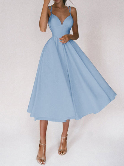 Women's V-Neck Strappy A-Line Maxi Dress (photo 5)
