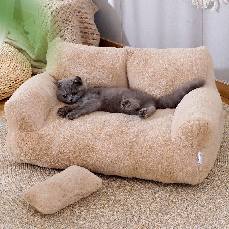 Plush Cat Sofa Bed with Pillow (photo 2)