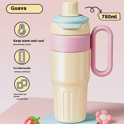 780 ml Stainless Steel Tumbler with Handle, Lid and Straw (photo 9)