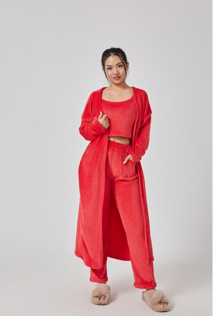 Women's 3-Piece Knit Lounge Set: Crop Top, Wide-Leg Pants and Cardigan (photo 22)