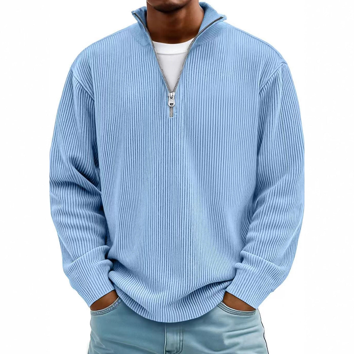 Men's Corduroy Zip Stand-Collar Pullover (photo 16)