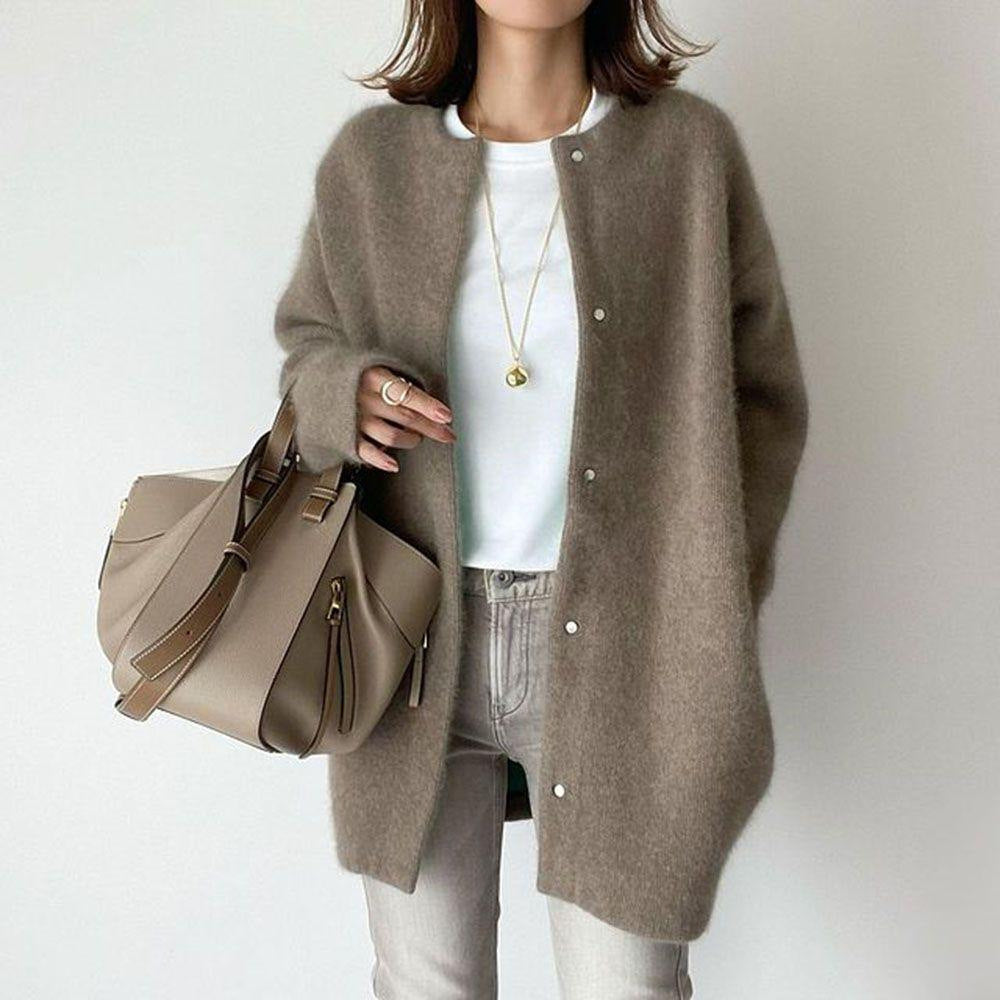 Women's Loose Round-Neck Knit Cardigan Coat (photo 5)