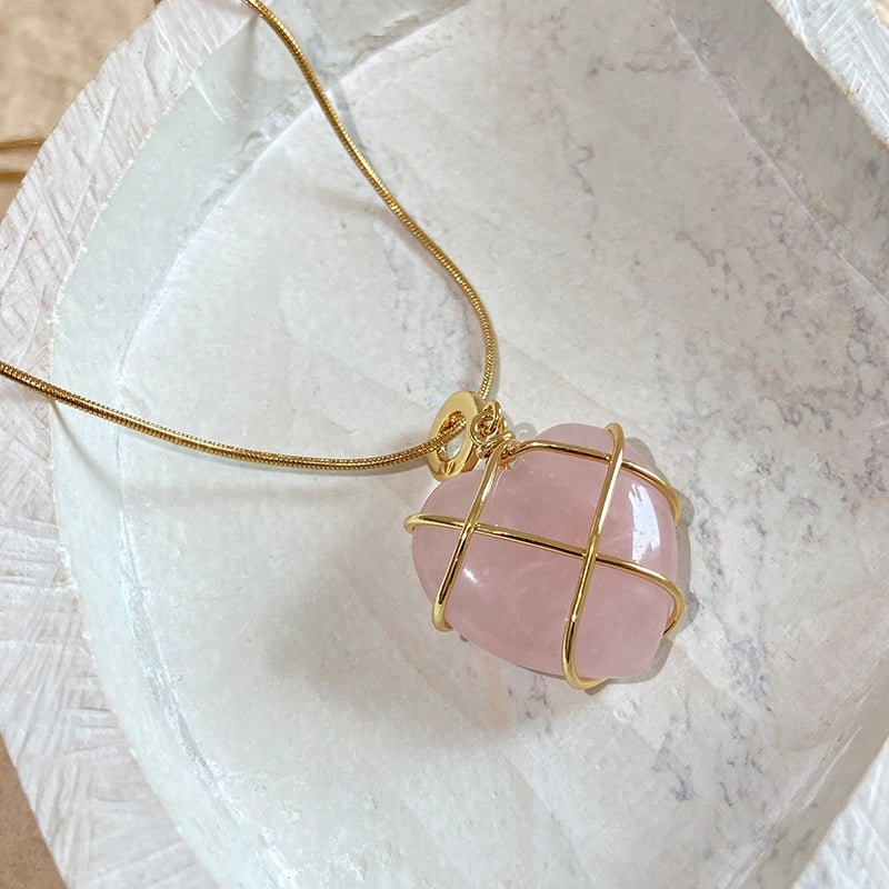 Heart Pendant Necklace with Opal-Look Stone (photo 5)