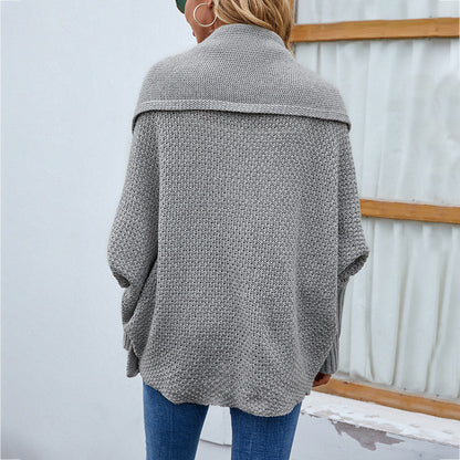 Women's Loose Batwing Lapel Knit Cardigan (photo 3)